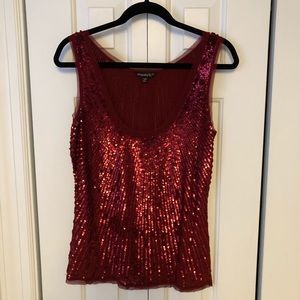 New Years Eve top, Red Sequin Tank Top
